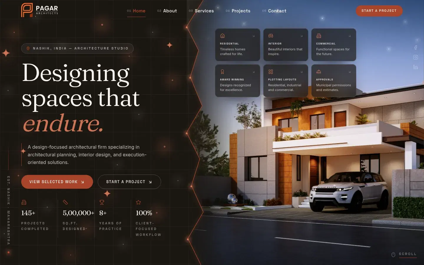 Pagar Architects live website homepage